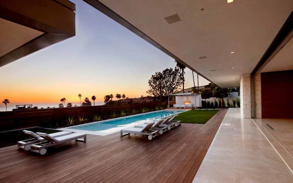 Modern Home in California with Pool and Sunset