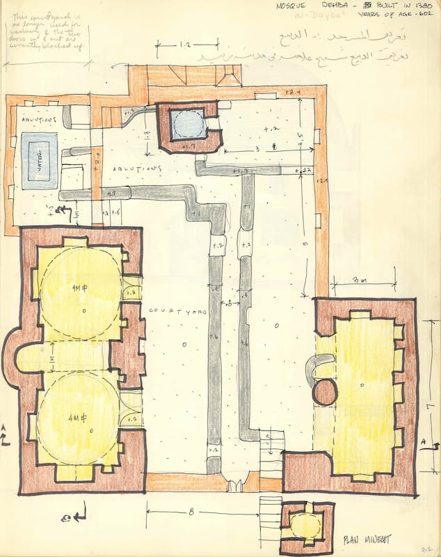 Section and plan of al-Dayba’ mosque