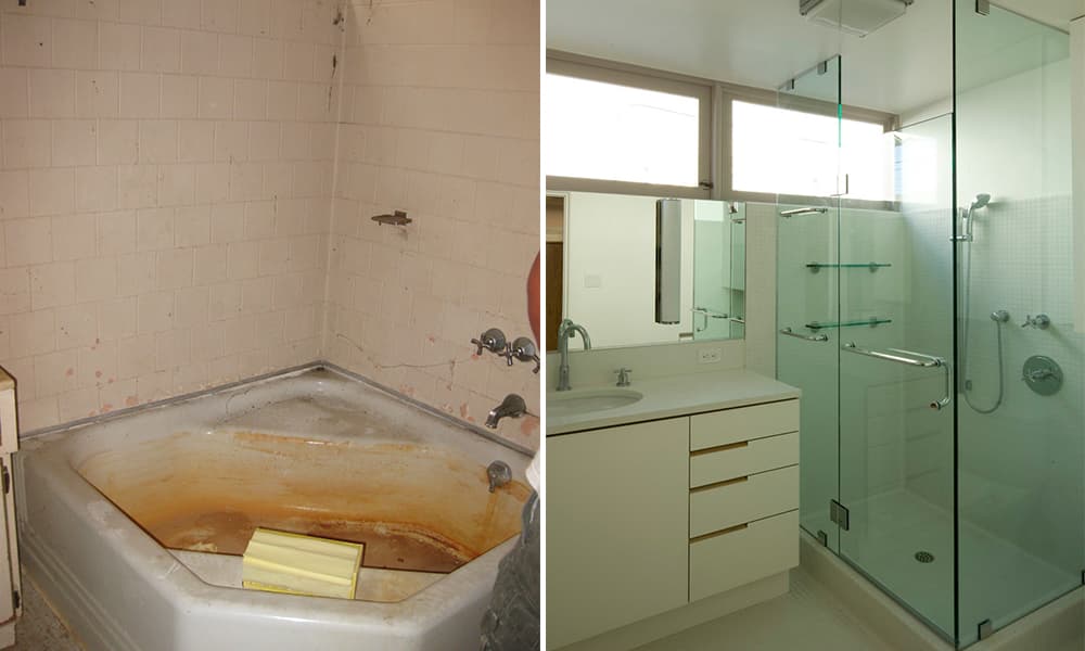 EYRC Architects Schindler House Remodel Bathroom Before and After Remodel