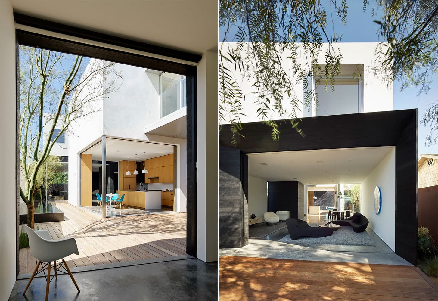 alt text: modern home with interior courtyard looking in